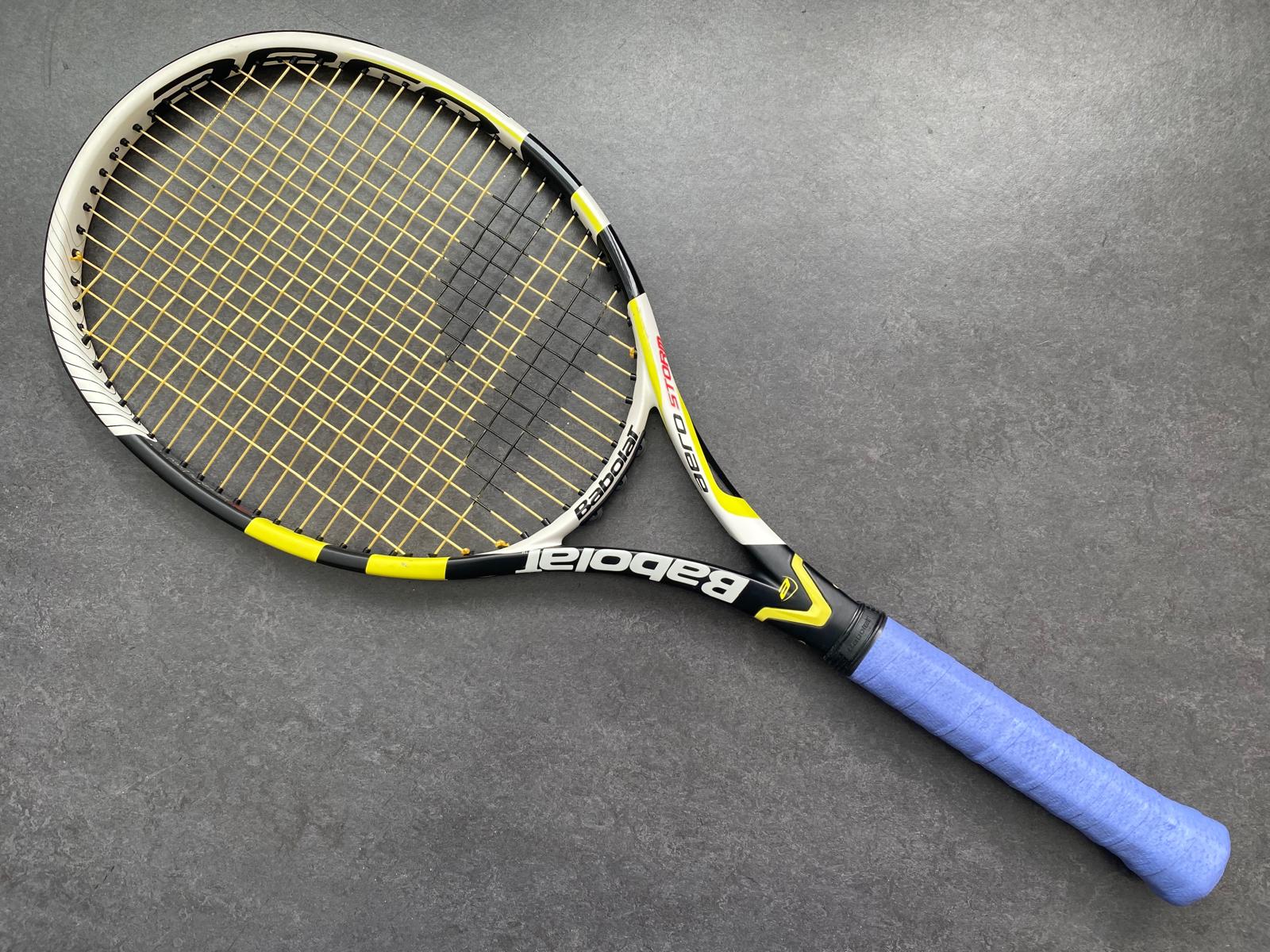 Babolat Pro Stock Pure Aero Storm Tennis Racquet (4 1/4) From a Babolat Pro Stock Pure Aero Storm Tennis Racquet (4 1/4) From a