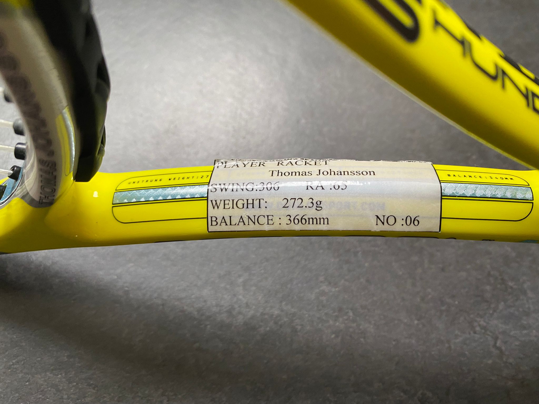 Thomas Johansson Personal Dunlop Revelation Tour Pro